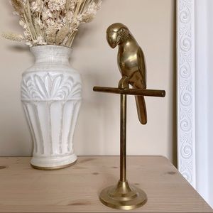 Vintage Brass Parrot on Stand
